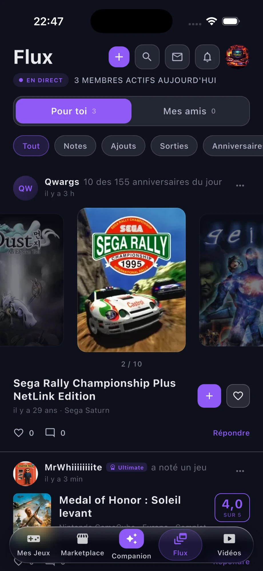 Écran Flux de Qwargs